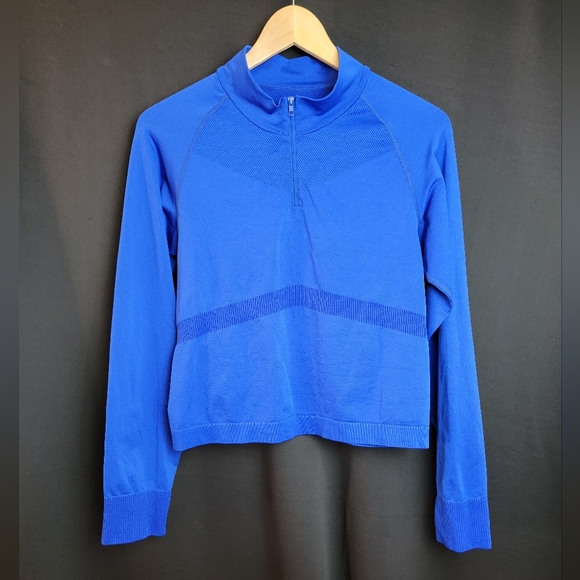 PINK Cropped Royal Blue Fitted Zip-Up Jacket Large - Picture 3 of 11